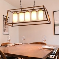 Eliante Hanging Light, 5 Bulb, Champagne Glass Shade, Mild Steel, Modern Pendant Lighting