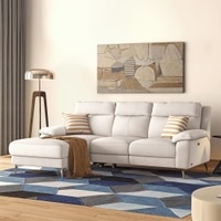 Emila Left Aligned Three Seater Sectional Recliner in Cream Colour