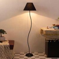 Lily Black Fabric Floor Lamp with Black Iron Base