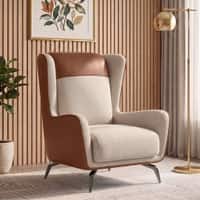 Aile Lounge chair In Dual Tone Classic Beige and Russet Brown Leatherette