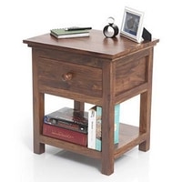 Snooze Solid Wood Bedside Table in Teak Finish