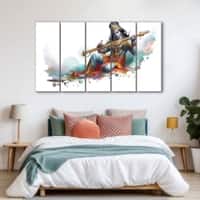 The Castle Decor Krishna Ji Wall Painting Wooden Framed 27x48 Inch (Style 3)
