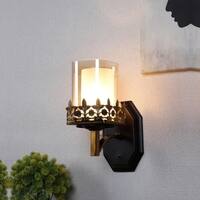 Eliante Brillia Wall Light With Black And Gold Glass Shade In Black And Gold Colour