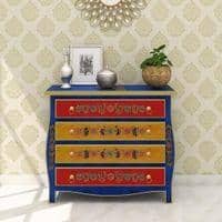 Evadne Solid Wood Hand Painted Chest Of Drawer in MultiColour