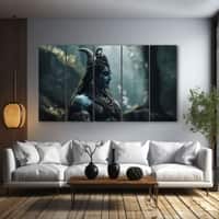 The Castle Decor Lord Shiva Wall Painting Wooden Framed 27x48 Inch (Style 16)
