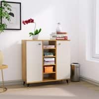 Hexa Engineered Wood Bookshelf Multipurpose Storage Rack in Giant Wood and Frosty White Colour