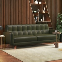 Waverly 3 Seater Leather Sofa in Army Green Colour