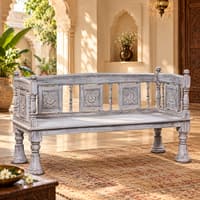 Wollman Mango Wood Bench In Grey Finish