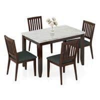 Matteo 4 Seater Dining Table Finish - Dark Walnut with set of 4 Diner Dining Chairs