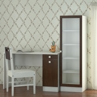 Celestia Study Set with Desk Bookshelf and Wooden Chair in Coffee Walnut Colour