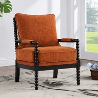 Luxe Boucle Fabric Lounge Chair in Orange Colour