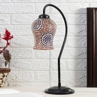Multicolor Mosaic Glass Curvy Table lamp with Iron Base (EN23)