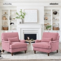 Dexter Boucle Fabric Lounge Chair in Pink Colour