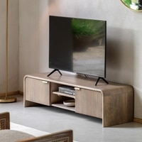 Myr Solid Wood TV Unit with 2 Door In White Wash Finish