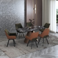 Aeris Ceramic 4 To 6 Seater Extendable Dining Table With Set of 2 Casey Dining Chair