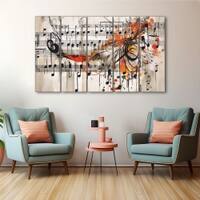 The Castle Decor Music Note Wall Art Set of 5 27x48 Inch