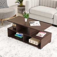 BLUEWUD Victor Engineered Wood Rectangular Shape Coffee Center Tea/Teapoy Console Table for Living Room Home Hall Furniture (Wenge)