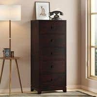 Magellan Solid Wood Chest of 5 Drawers in Mahogany Finish