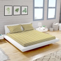 High Quality Cotton mix Double bed Fitted Bedsheets 198 cmsx 182 cms ( Pillows 46 x 49 cms)