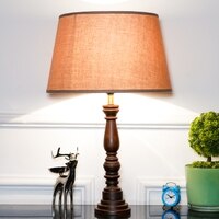 Hatton hand crafted Solid wood walnut finish table lamp With Beige Cotton Shade
