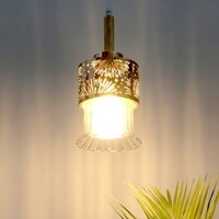 Eliante Hanging Light, Champaign Glass Shade, Mild Steel, 1 Bulb - Modern Pendant Lamp For Home Decor