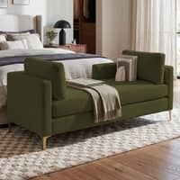 Cova Velvet Chaise Lounger in Olive Green Color