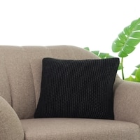 Knitted Purl Black Cushion Cover  16X16 Inches
