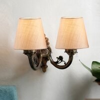 Devansh Metal Electric Wall Light in Antique Gold Colour with White Shade Count of 2 Lights