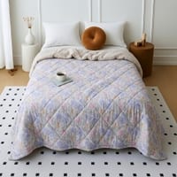Cream Floral Comforter Quilted Reversible Cotton 350 Gsm Double Bed 240 X 220 Cms