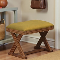 Calvewood Solid Wood Ottoman in Yellow Fabric