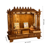 D'Dass Honey Finish Solid Sheesham Wooden Temple For Pooja