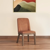 Anderson Solid Wood Single Dining Chair in Danish Walnut Finish With Tan Leatherette Colour