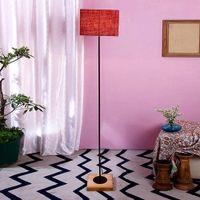Earvin Maroon Cotton Shade Floor Lamp