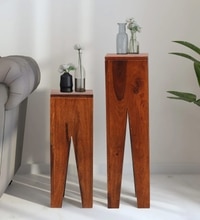 Volgo Solid Wood Side Table in Honey Oak Finish