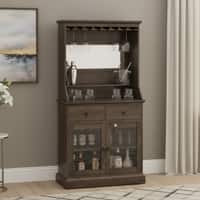 Riveria Solid Wood Bar Cabinet (Danish Walnut Finish)
