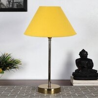 Yellow cotton with Metal Gold Table Lamp