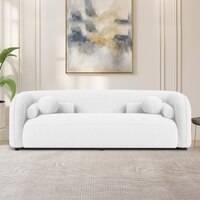 Zenol Boucle Fabrict 3 Seater Sofa In White