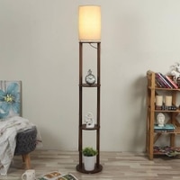 Django Grey Jute Floor Lamp with Solid Wood