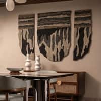 Abstract Handmade Natural Wool Wall Art Brown Black 3 Panel Set 5 x 3 Feet