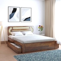Seaside Escape Solid Wood Queen Size Drawer Storage Bed