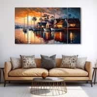 The Castle Decor Abstract Art Wall Painting Wooden Framed Digital Painting 27x48 Inch (Style 11)