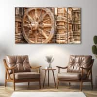 The Castle Decor Wheel Of Konark Wall Painting Wooden Framed 27x48 Inch