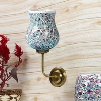 Devansh Metal Electric Wall Light in Gold Colour with Multicolor Shade Count of 1 Light