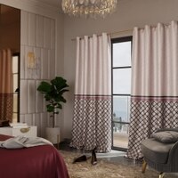 Stoa Paris Satin Curtain for Door, 70% Blackout Curtains, Sun Protection, Set of 2, Versailles - Noble Rose
