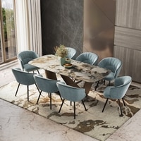 Paloma 8 Seater Spanish Ceramic Dining Table With Set of 4  Calix Dining Chair