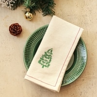 Sparkling Tree Set Of 2 Napkins With Off White Colour