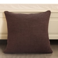 Moss Stitch Knit Floor Cushion Cover  Chocolate Brown 27.5X27.5  Inches