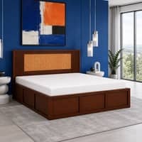 Aaranya Solid Wood Compact King Bed Box Storage Provincial Teak Finish Mattress 72 x 72 Inches