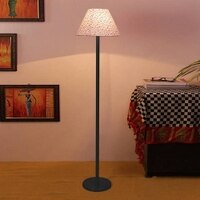 Lochlan Multicolour Fabric Shade Floor Lamp with Black Iron Base