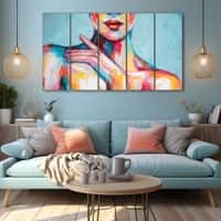 The Castle Decor Woman Abstract Wall Painting Wooden Framed Digital Painting 27x48 Inch (Style 6)
